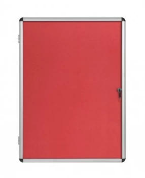 Bi-Office Enclore Red Felt Lockable Noticeboard 9xA4