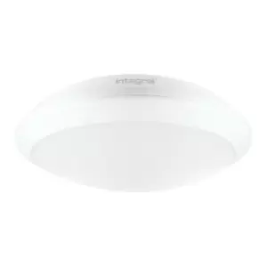 image of Integral Tough Shell + Bulkhead Emergency 3Hr Microwave Sensor 308mm Dia. IP66 1400LM 15W 4000K 110 Beam Non Dimmable White 93LM/W