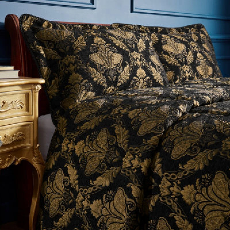 Image of Paoletti Paoletti Shiraz Traditional Damask Jacquard Floral Piped Pillow Sham in Black One Size Unisex 5025532811417