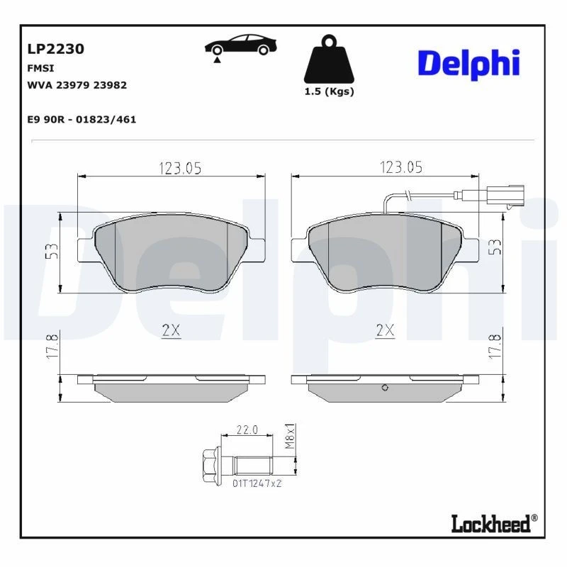 Image of DELPHI Brake pad set DELPHI LP2230