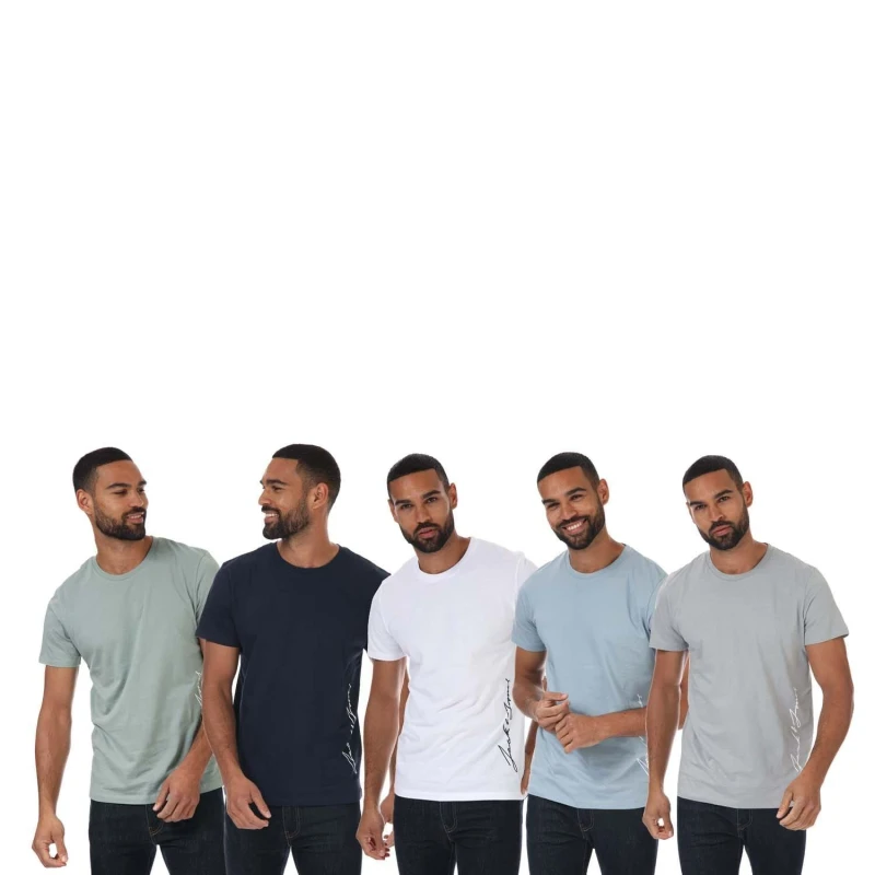 Image of Jack and Jones Jack 5 Pack Crew T-Shirts - Blue Blue S