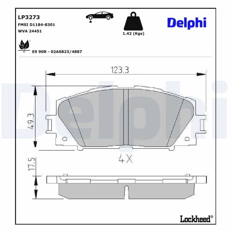 Image of DELPHI Brake pad set DELPHI LP3273