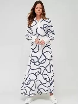 Image of Tommy Hilfiger Coastal Rope Long Polo Dress - White, Size 38, Women