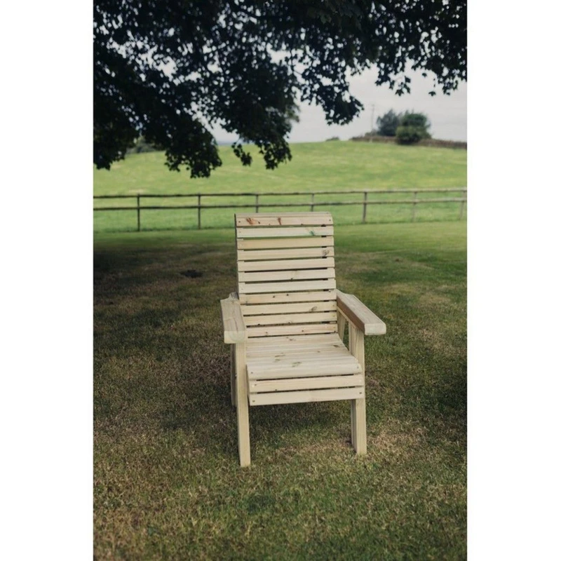 Image of Churnet Valley Garden Furniture Ltd Single Chair - Wood - Set of Waterproof Cushions Included in Brown Brown Unisex