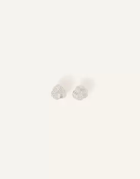 image of Accessorize Womens Sterling Silver-Plated Twist Knot Studs, Size: 1cm