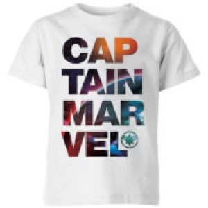 Image of Captain Marvel Space Text Kids T-Shirt - White - 11-12 Years