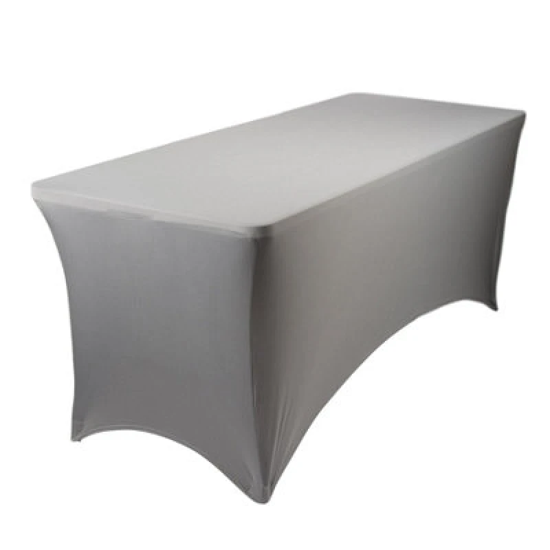 Image of Harbour Housewares Rectangular Spandex Fitted Tablecloth - 6ft (180Cm) - Grey - 1X Elasticated Stretchy Table Cloth Cover