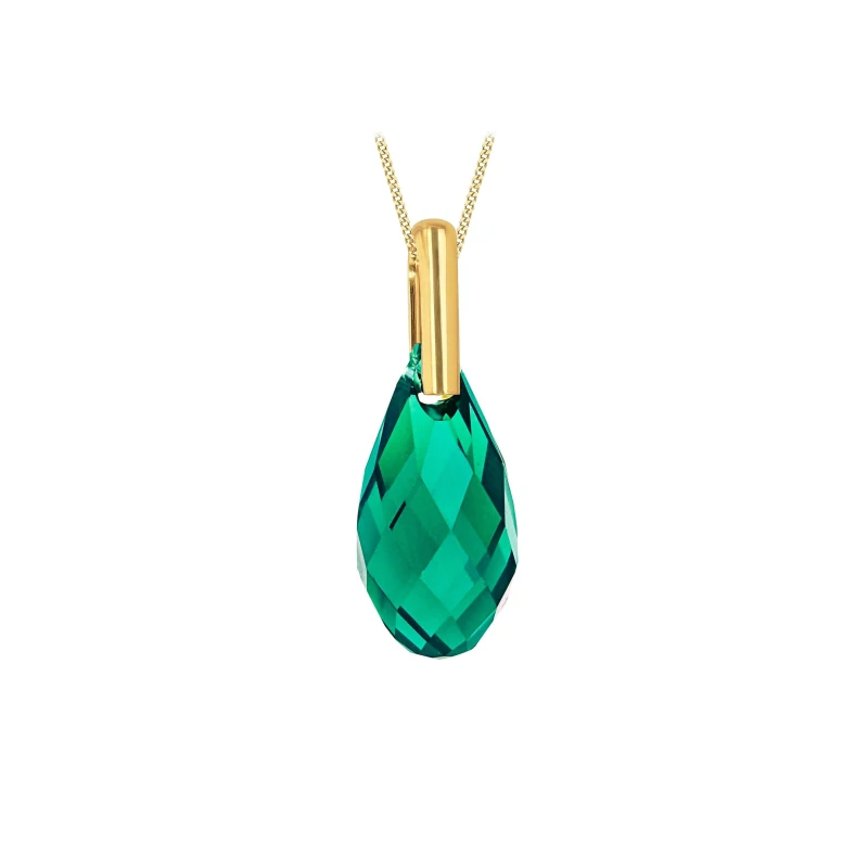 Image of Be You 9ct Gold Swarovski Crystal Teardrop Necklace Yellow Gold female 18in