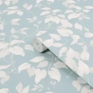 Image of Next Trail Flower Duck Egg Smooth Wallpaper