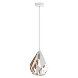 Image of Hanging Ceiling Pendant Light White & Gold Geometric 1x 60W E27 Feature Lamp