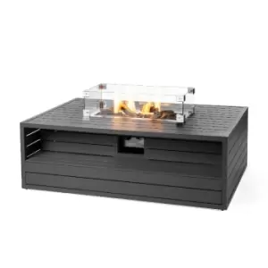 image of Happy Cocooning Aluminium Rectangular Cocoon Fire Pit with Burner and Glass Screen - Anthracite