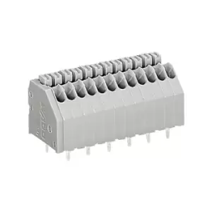 Image of Wago 250-403 3 Pole 2.5mm 4A 45° Push Button PCB Terminal Block Grey