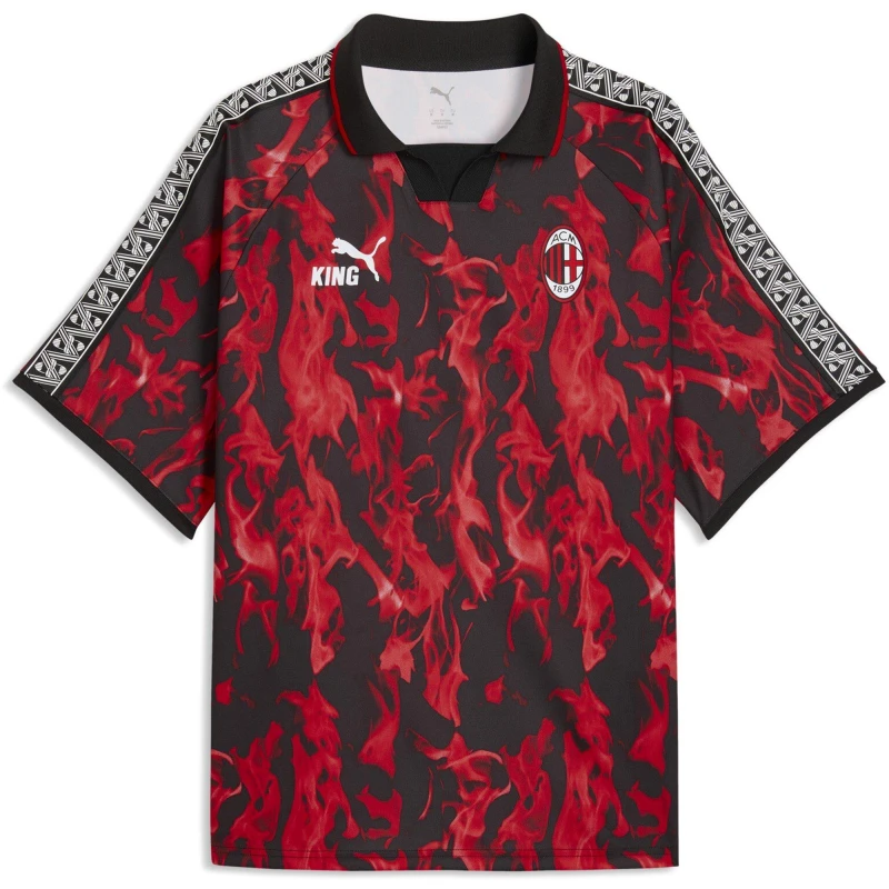 Image of Puma Mens AC Milan Licensed Retro Football Shirt 2025 2026 Red/Black male M