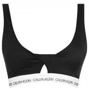 Image of Calvin Klein Logo Twist Bikini Top - Black BEH