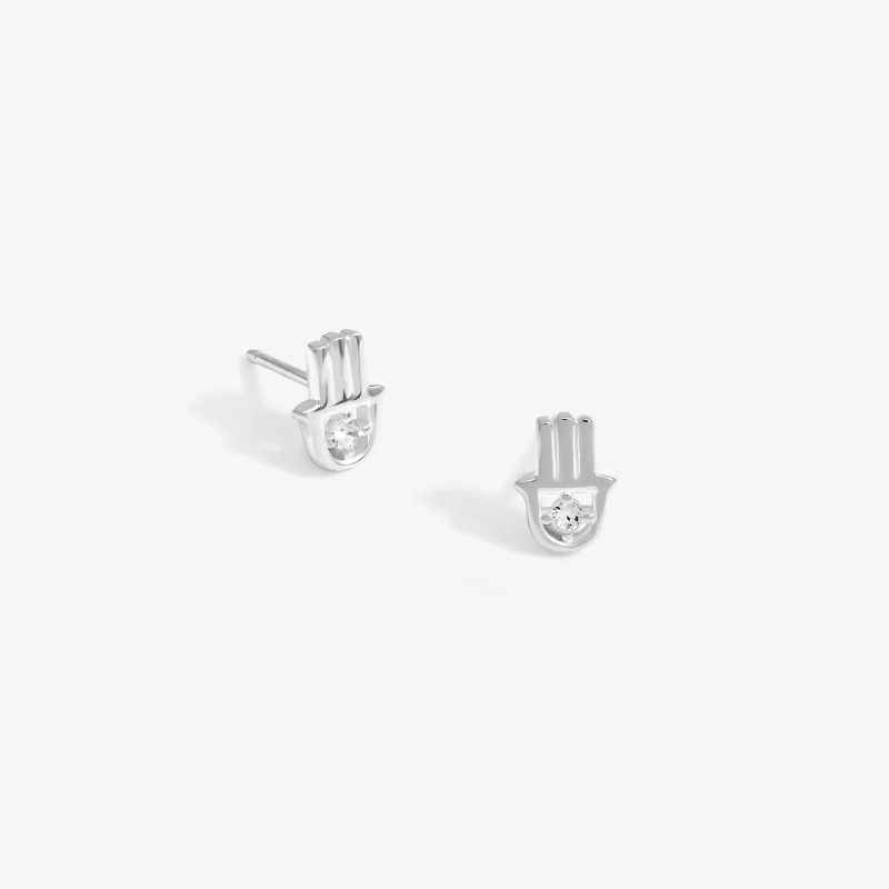 Image of Simply Silver Sterling Silver 925 Cubic Zirconia Hamsa Hand Stud Jewellery Sets One Size Silver 71570911000