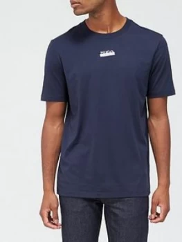 Image of Hugo Boss Durned Tape Logo T-Shirt Navy Size L Men
