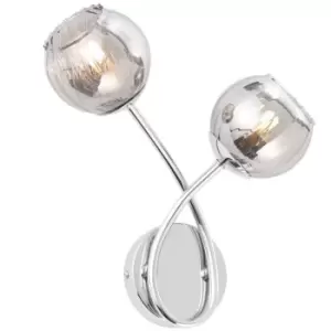 Image of LED Twin Wall Light Pretty Smoke Gloss Glass Shades Lounge Feature Lamp Lighting