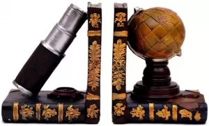 image of Globe and Telescope Shelf Tidy Pair Bookends