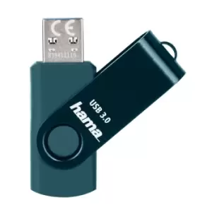 image of Hama Rotate USB Stick USB 3.0 32GB 70 MB/s Petrol Blue