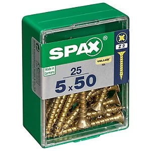 Image of Spax PZ Countersunk Zinc Yellow Screws - 5 x 50mm Pack of 25