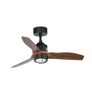 image of Just LED Black, Wood Ceiling Fan 81cm, 3000K