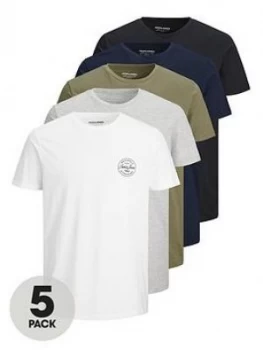 Image of Jack & Jones 5 Pack Small Logo T-Shirt - Multi