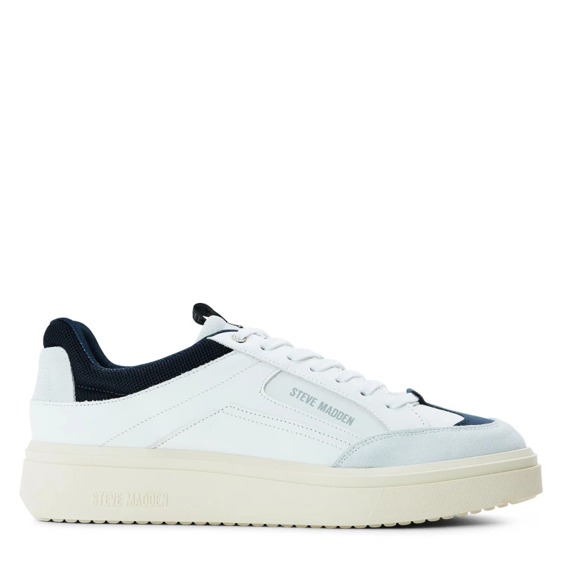 Image of Steve Madden Mens Orlando Low-Top Trainers White/Navy male 6 (39)
