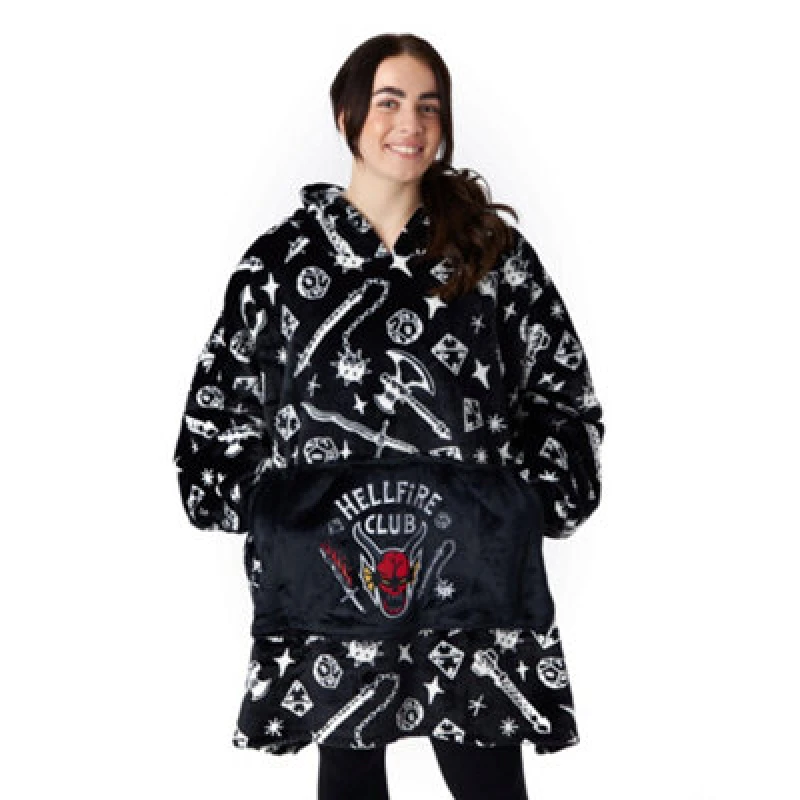 Image of Stranger Things Blanket Hoodie Black unisex