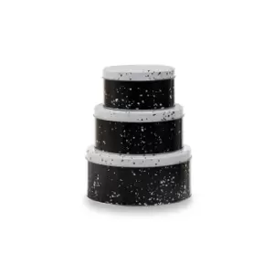 Image of Interiors by PH Speckled Print Storage Tins, Round, Set Of 3 - White