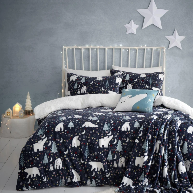 Image of Fusion Christmas Starry Night Duvet Cover Set in Blue Blue unisex Single