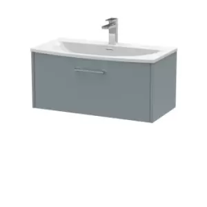 Image of Hudson Reed Juno 800mm Wall Hung Single Drawer Vanity & Curved Basin - Coastal Grey