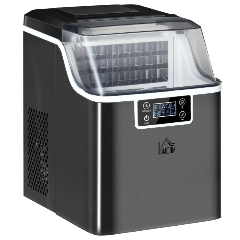 Image of HOMCOM Counter Top Ice Maker Machine with Adjustable Cube Size Scoop Black - Homcom 5056725399214