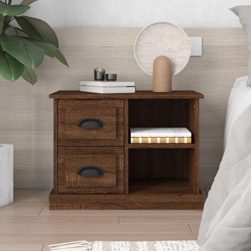 Image of VIDAXL Bedside Cabinet Brown Oak 60x35.5x45cm Vidaxl 8720845792657