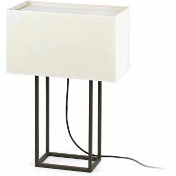 Faro Vesper - 2 Light Table Lamp Brown with Beige Shade, E27