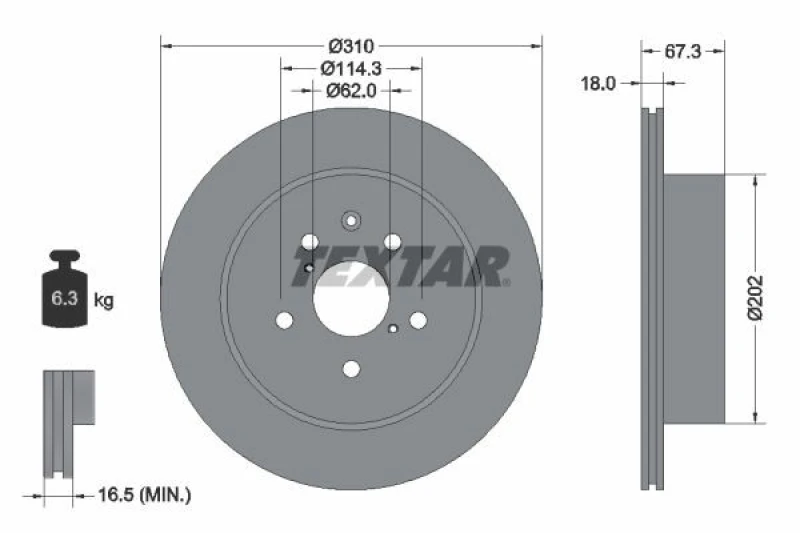 Image of Brake disc TEXTAR 92148003