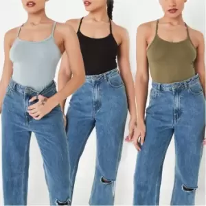 image of Missguided Petite 3 Pack Cami Bodysuit - Multi