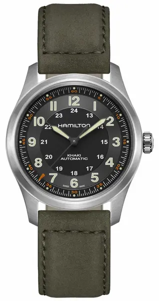 Image of Hamilton H70205830 Khaki Field Titanium 38mm Automatic Black Watch