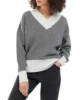 image of Barbour Byron Chevron Knit V Neck Sweater