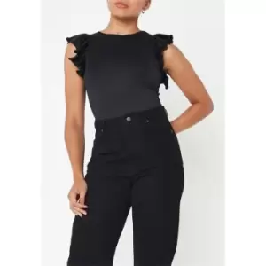 image of Missguided Recycled Short Sleeve Frill Detail Bodysuit - Black