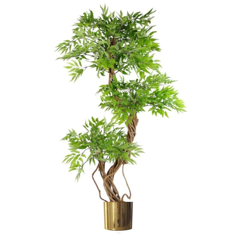 Image of Unbranded 140cm Realistic Japanese Ficus Tree + Gold Metal Planter: Premium Quality, Natural Trunk, Lifelike Leaves. Perfect for Any Space!