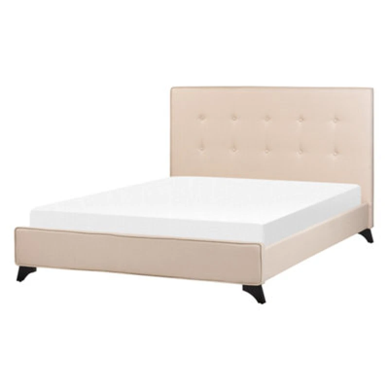 Image of Beliani Bed Fabric Ambassador 140 X 200 Cm (Eu Double) Beige
