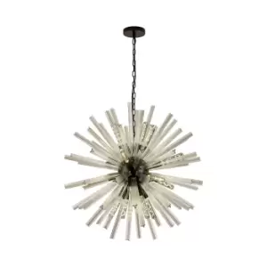 image of Hornby 16 Light E27, Round Ceiling Pendant Matt Black, Clear Glass