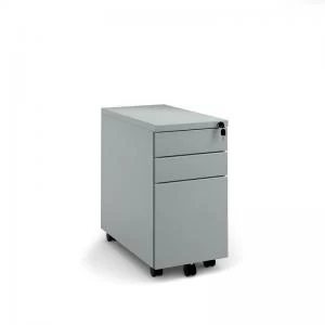 image of Steel 3 drawer narrow mobile pedestal - silver