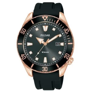 Image of Pulsar PG8312X1 Mens Sports Silcone Strap Rose Gold Case Divers Inpsired Case 100M Watch