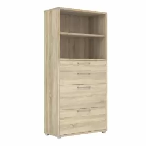 image of Prima Bookcase 1 Shelf With 2 Drawers And 2 File Drawers In Oak Effect