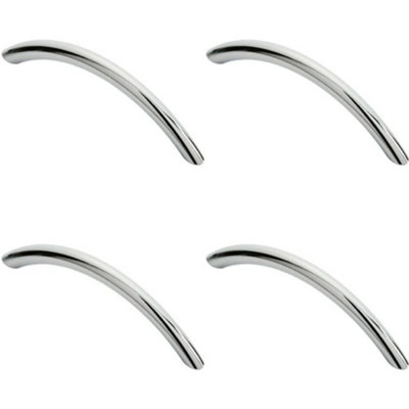 Image of Loops 4x Curved Bow Cabinet Pull Handle 119 x 10mm 96mm Fixing Centres Chrome Multi unisex