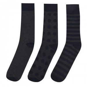 Image of French Connection Connection 3 Pack Stripe Sock Size 7-11 - Marine/Cold Sky