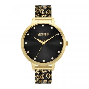 Missguided Leopard Print Mesh Strap Watch with Black Dial