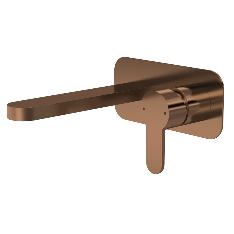 Image of Balterley Round Wall Mount 2 Tap Hole Basin Mixer Tap Brushed Bronze Brown