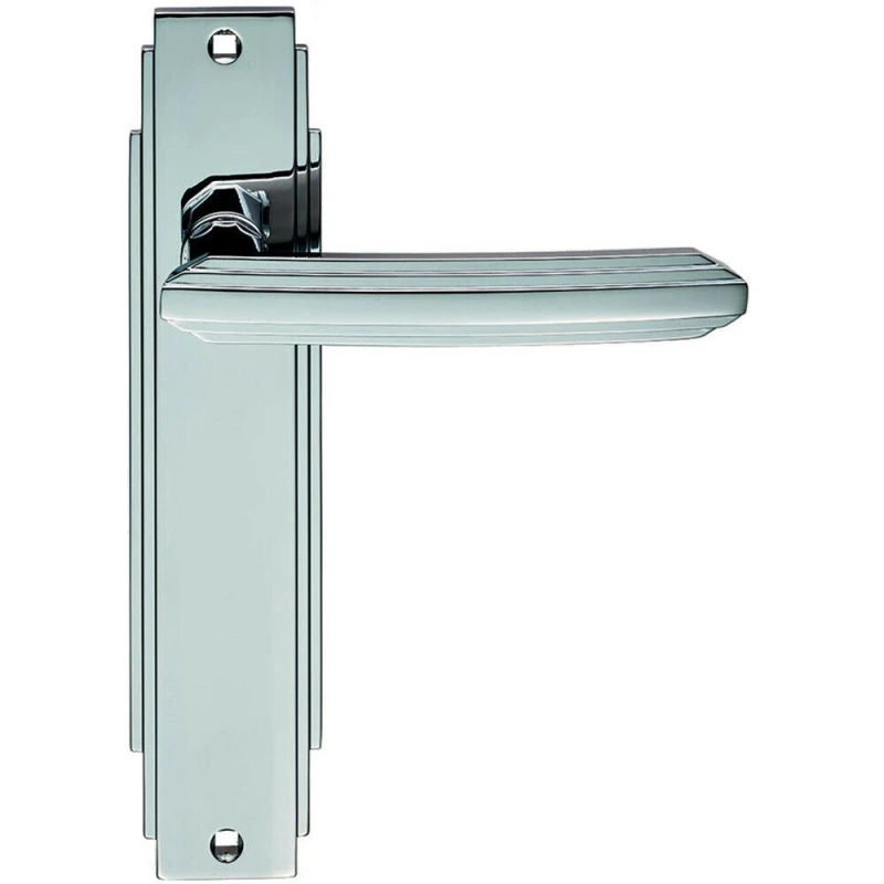 Image of Loops PAIR Line Detailed Handle on Latch Backplate 205 x 45mm Polished Chrome Multi